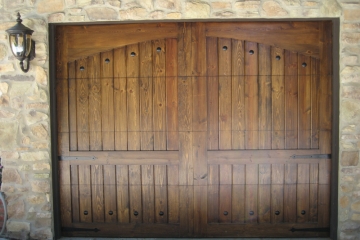 Wood sectional garage door